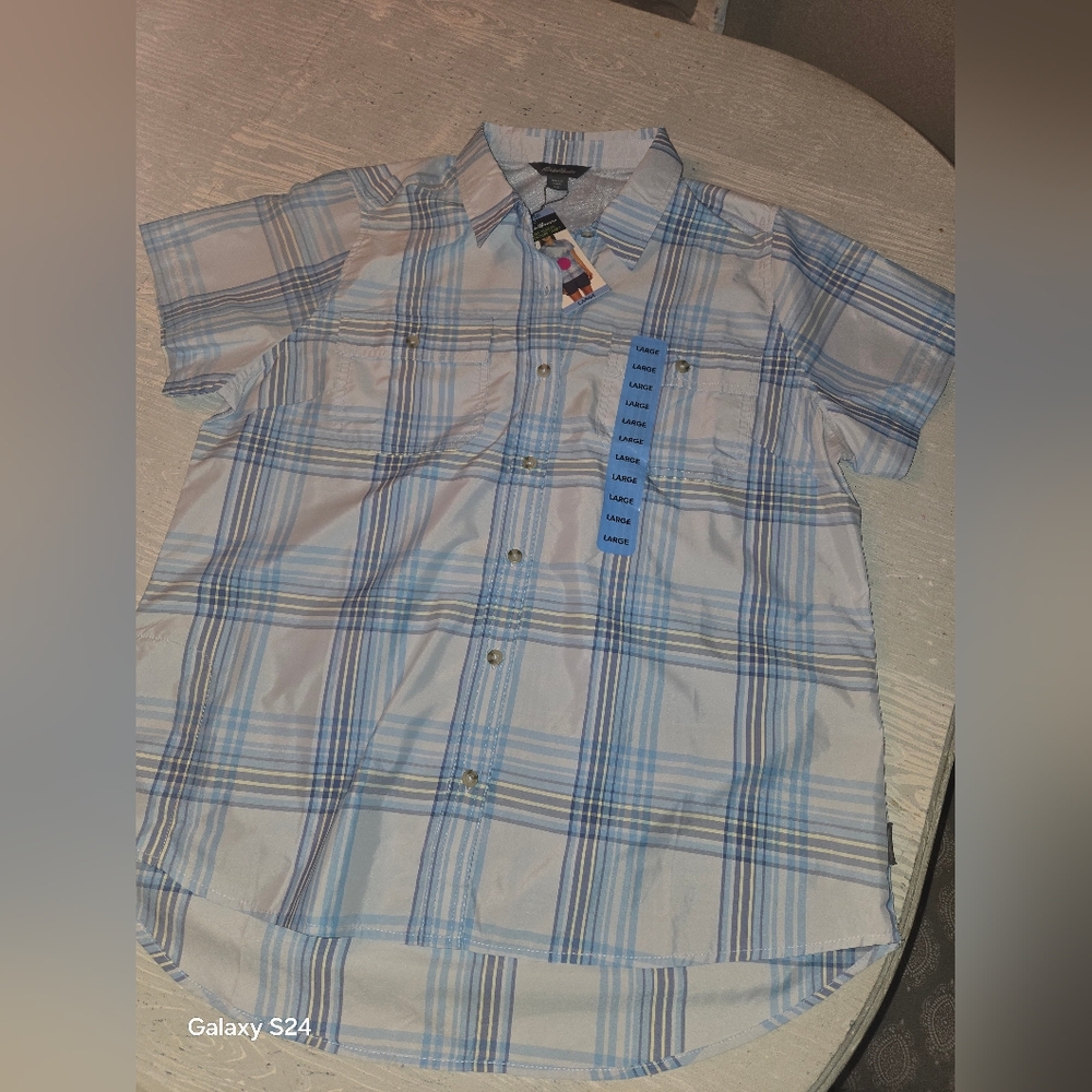 Womens SZ L Eddie Bauer Short Sleeve Adventure Shirt NEW